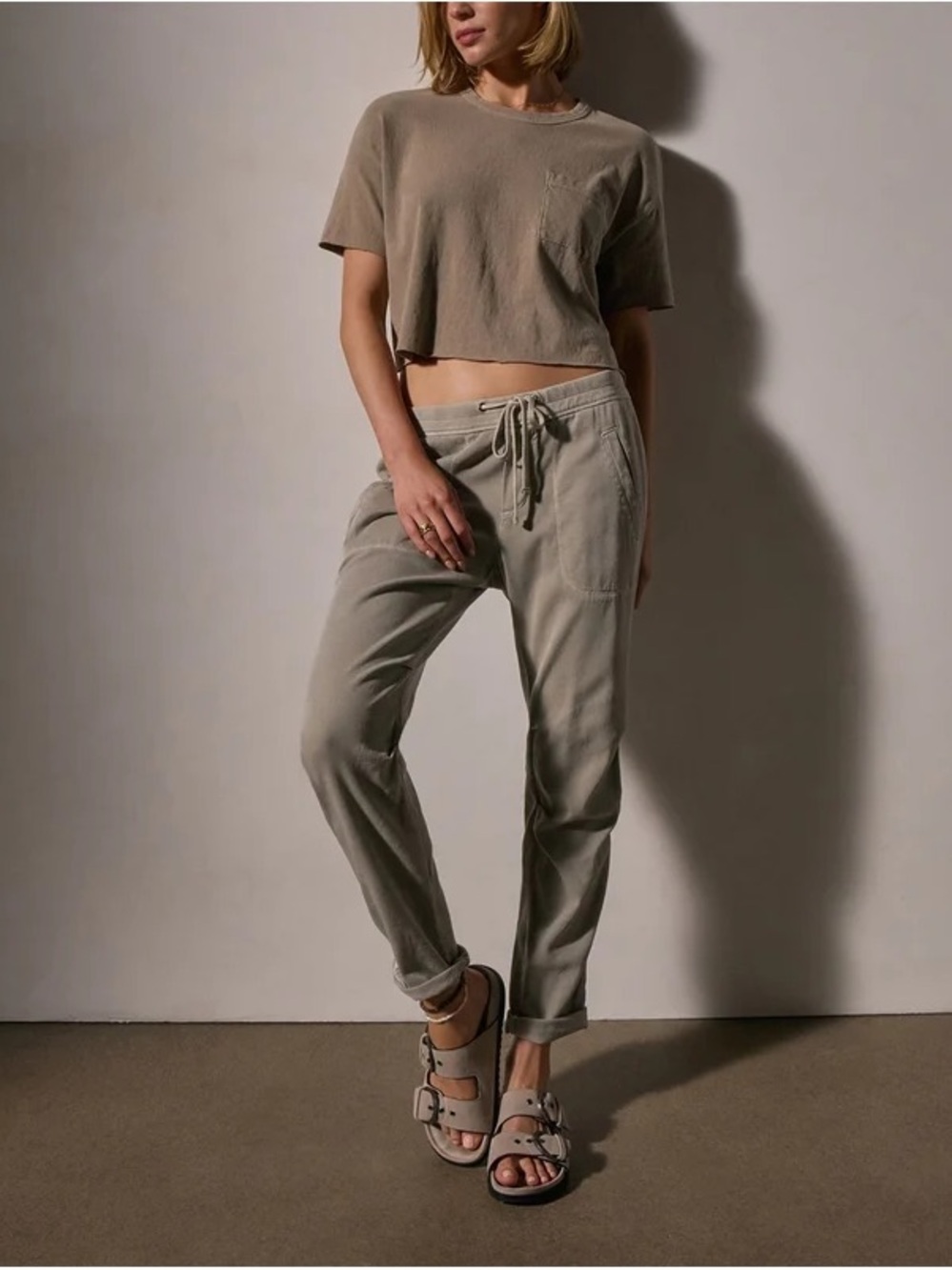 James Perse nude brown  Tan Drawstring Joggers